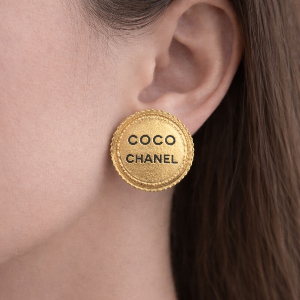 Chanel Gold Button Earrings
